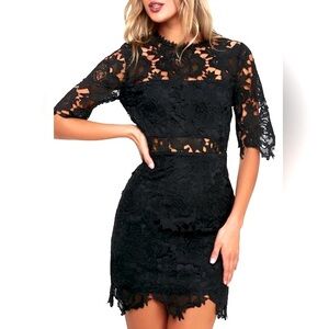 NWT Lulus A Fine Romance Women’s Lace Black Sheath Dress. Sz XL